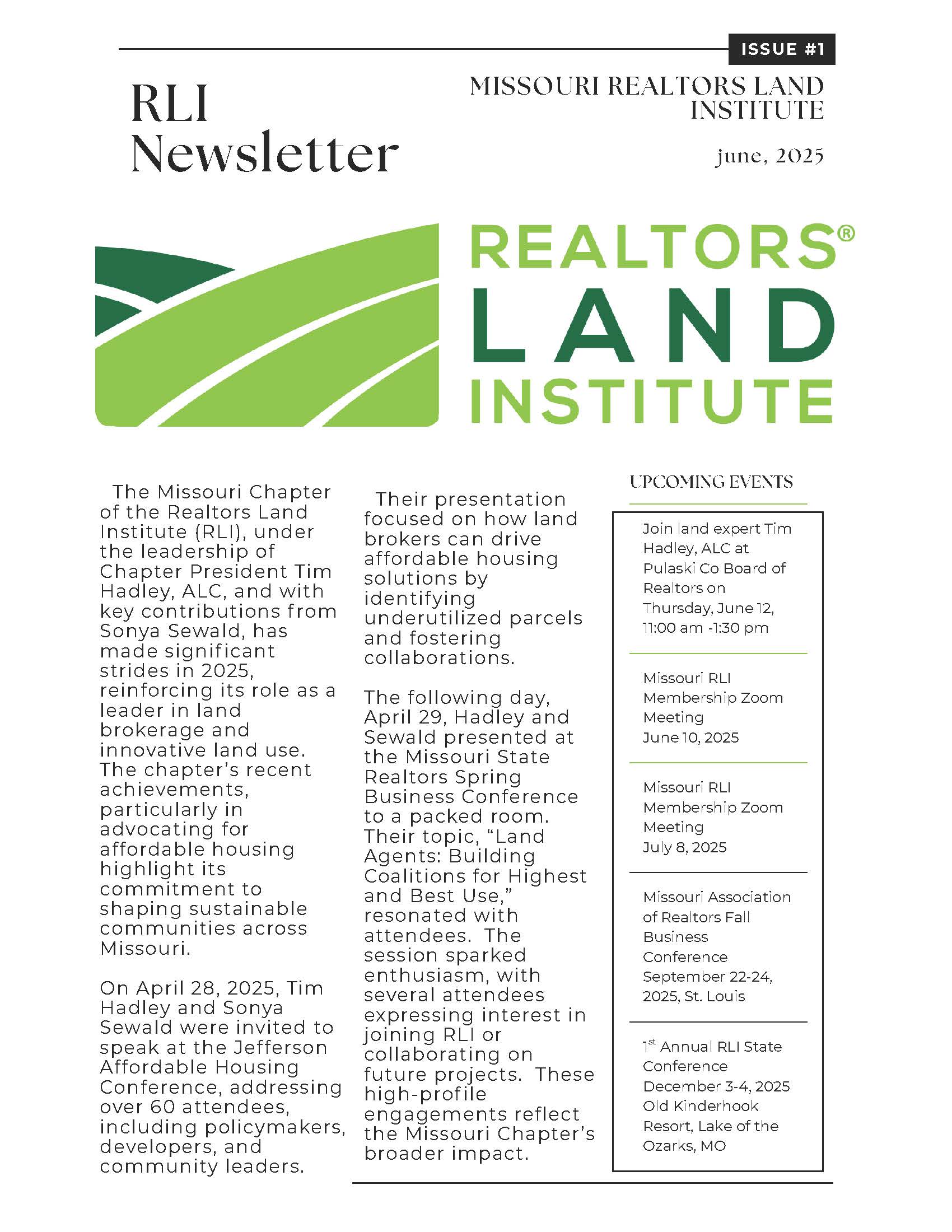 Missouri Chapter Newsletter Page 1